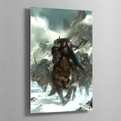 space wolf on thunderwolf-alex boyd-space-wolf-on-thunderwolf-highline-warhammer art