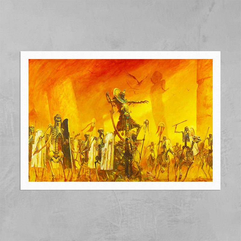 tomb king and tomb guard-paul dainton-tomb-king-and-tomb-guard-1-print-warhammer art
