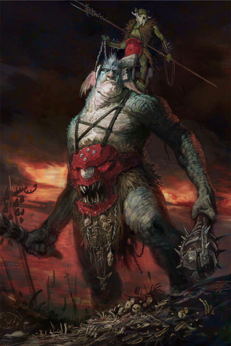 BREAKA-BOSS ON MIREBRUTE TROGGOTH-Warhammer Art