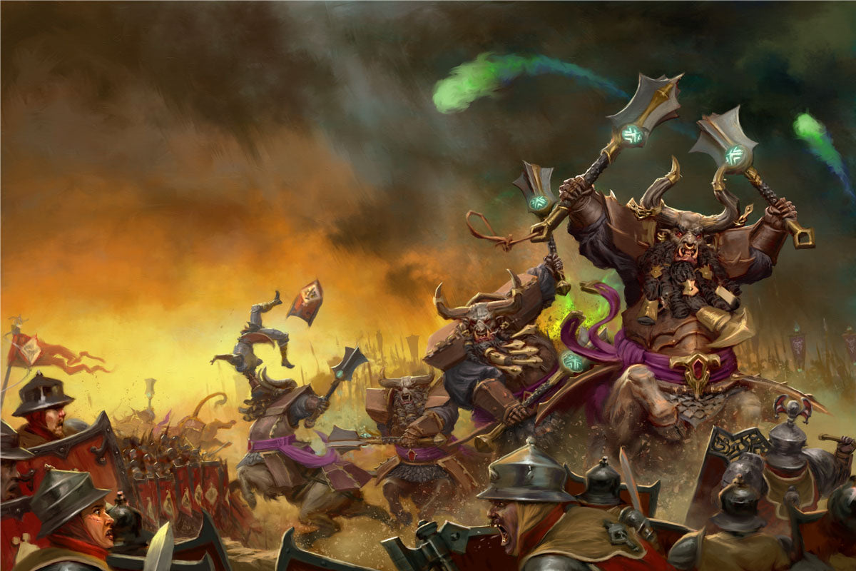Bull Centaurs Charging Freeguild Steelhelms - Warhammer Art