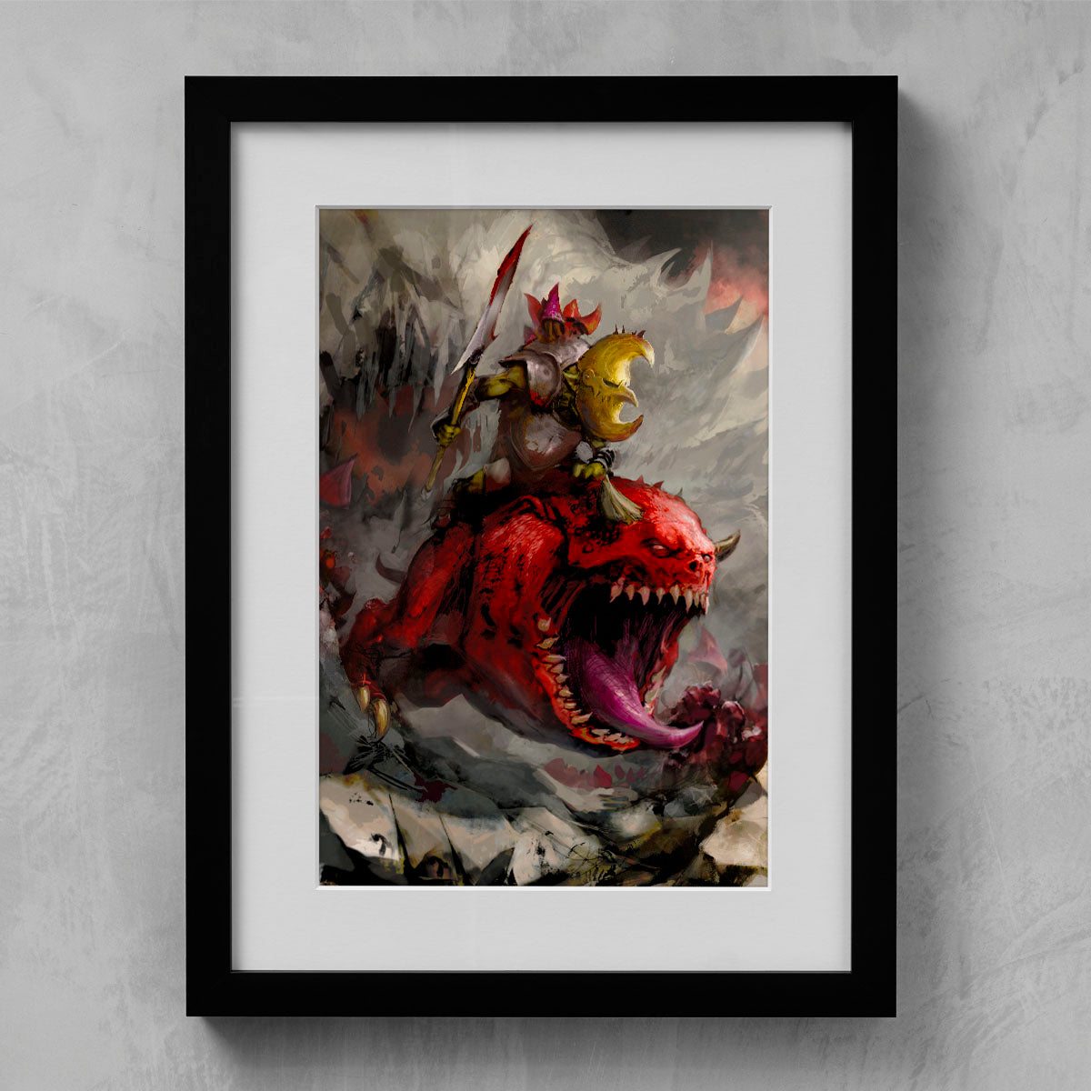 CHARGING LOONBOSS ON GIANT CAVE SQUIG-Warhammer Art