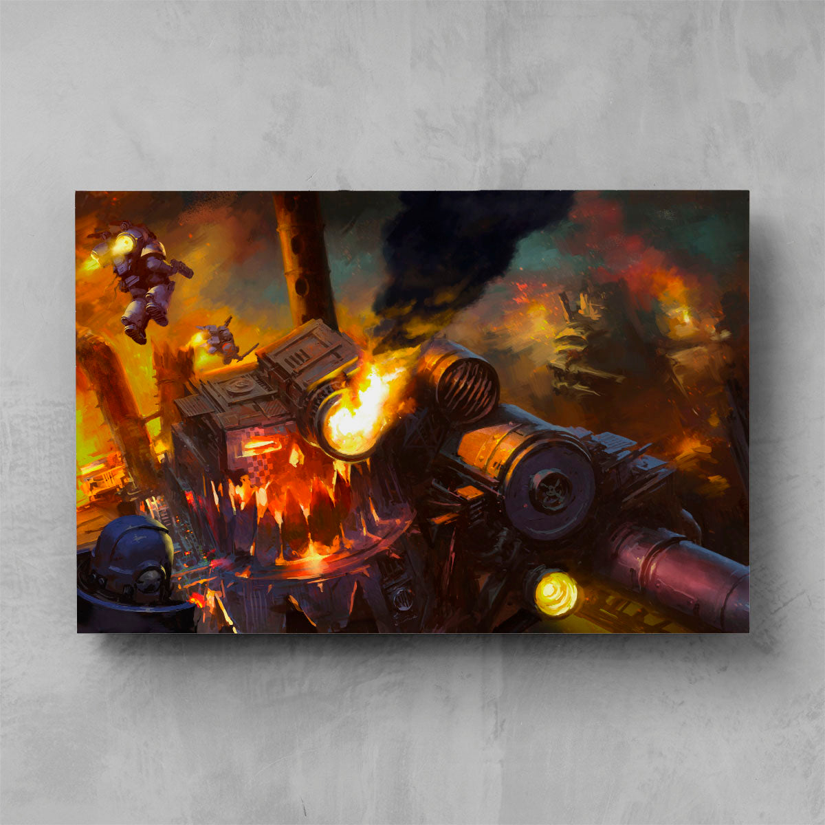 crimson fists vs ork stompa-mikhail savier-crimsonfistsvsorkstompa-07-highline-warhammer art