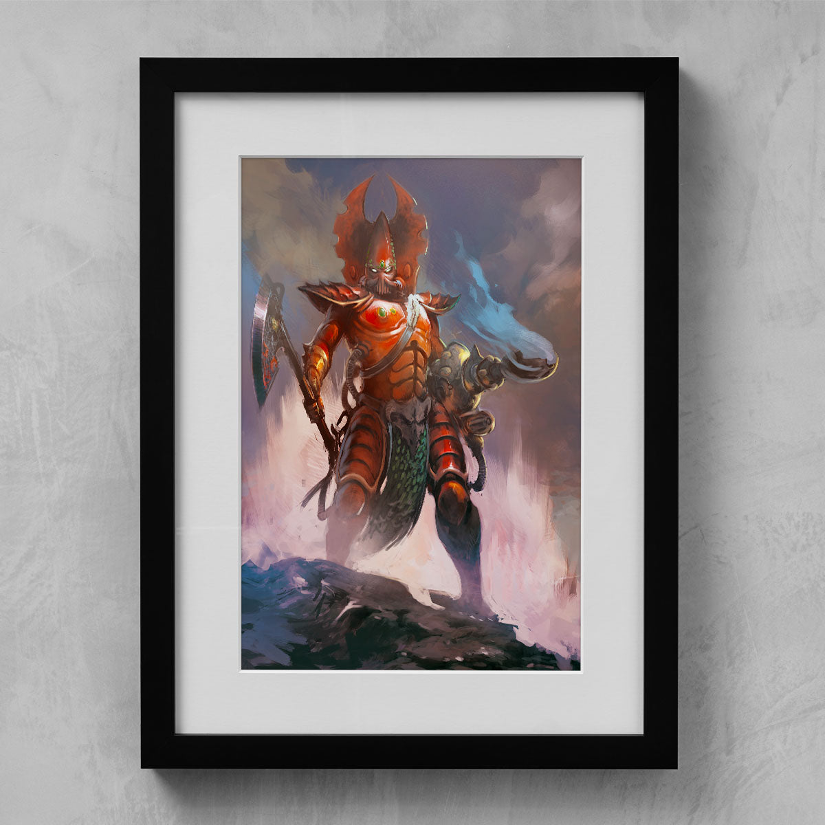 FUEGAN - THE BURNING LANCE-Pedro Nunez-FUEGAN-THEBURNINGLANCE-01-FRAMEDPRINT-Warhammer Art