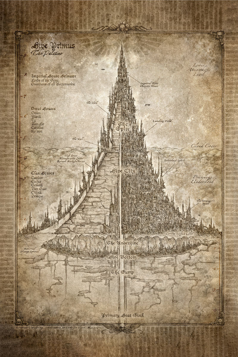 HIVE PRIMUS CUTAWAY MAP-Warhammer Art