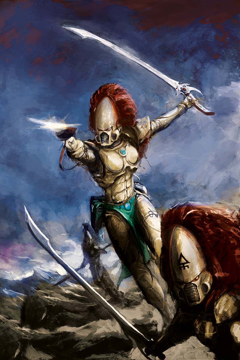 Howling Banshees Art Print Warhammer 40K Collectible Warhammer Art howling-banshees-art-print-warhammer-40k-collectible-warhammer-art