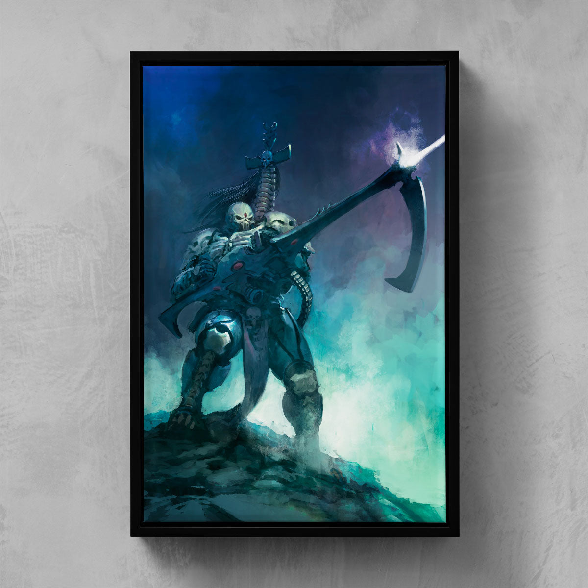 MAUGAN-RA - THE HARVESTER OF SOULS-Pedro Nunez-MAUGAN-RA-THEHARVESTEROFSOULS-06-FRAMEDCANVAS-Warhammer Art