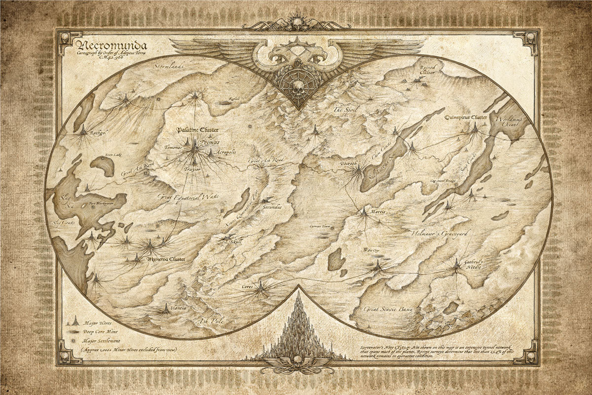 NECROMUNDA PLANET MAP-Warhammer Art
