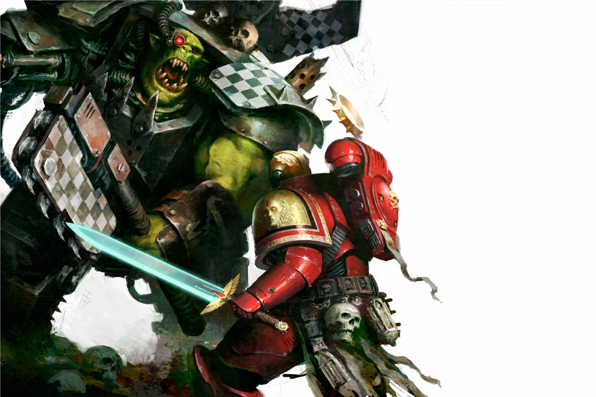 ork warboss vs blood angels veteran-mikhail savier-orkwarbossvsbloodangelsveteran-02-thumb-warhammer art