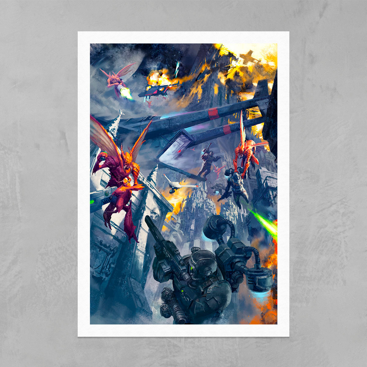 Vespid Stringwings Tempestus Aquilons vs Vespid Stingwings - Warhammer Art